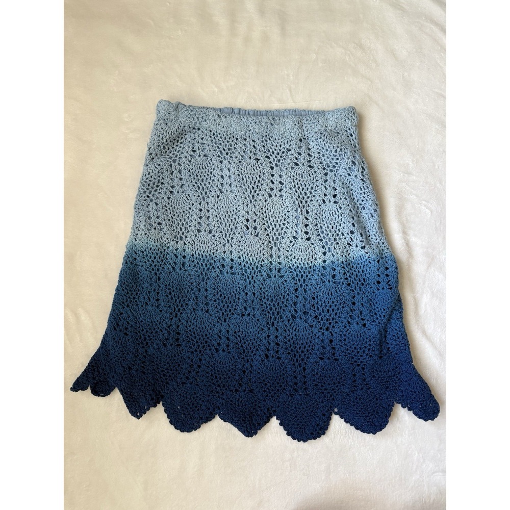 Boston Proper Crochet Skirt NWOT Womens‎ Small Blue Ombre Boho Beach Lined